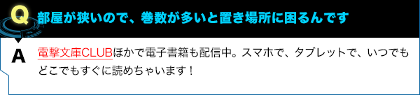 電撃文庫CLUBほかで電子書籍も配信中。スマホで、タブレットで、いつでもどこでもすぐに読めちゃいます！